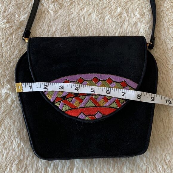 Vintage J.Renee 80s black suede purse - Picture 11 of 16